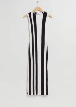 Cheap Ribbet Midikjole Kvinder Kjoler