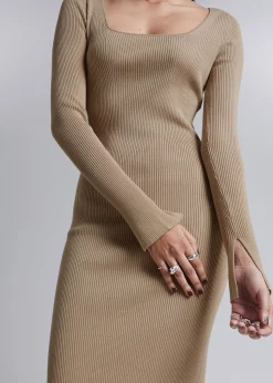 Shop Ribbet Slim Midikjole Kvinder Kjoler