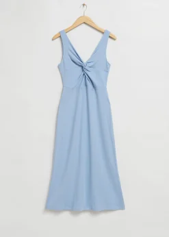 New Ribbet Twist-Front Midikjole Kvinder Kjoler