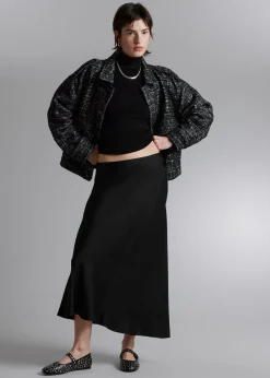 Cheap Satin Midi Nederdel Kvinder Nederdele