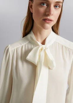 Fashion Silkebluse Med Halsband Kvinder Bluser Og Skjorter