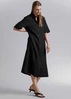 New Skjortekjole I Linned Med Baelte Kvinder Kjoler