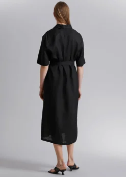 New Skjortekjole I Linned Med Baelte Kvinder Kjoler