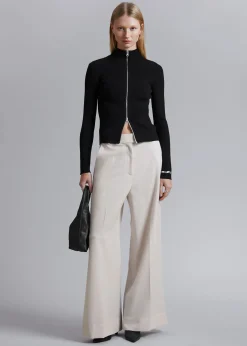 Online Slank Cardigan Med Lynlas Kvinder Strik