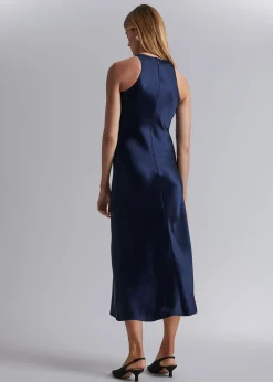 Online Slank Satin Midikjole Kvinder Kjoler