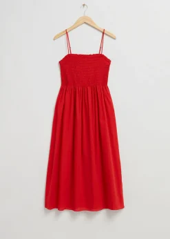 Store Smocked Strappy Midi-Kjole Kvinder Kjoler