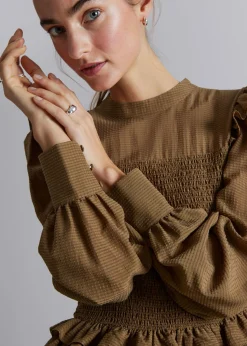 Shop Smocket Flaesebluse Kvinder Bluser Og Skjorter