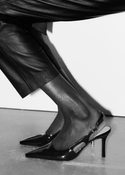 Cheap Spidse Slingback Laeder Mules Kvinder Pumper