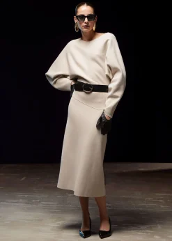 Online Strikket Midikjole Kvinder Kjoler