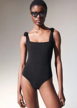 New Tekstureret Badedragt Med Slojfeband Kvinder Badetøj