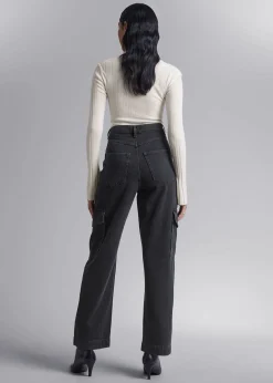 Cheap Tilspidsede Cargo-Pocket Jeans Kvinder Denim