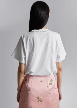 Hot T-Shirt Med Perleudsmykning Kvinder Toppe