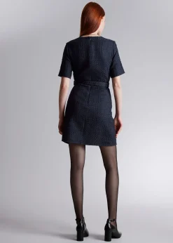 Cheap Tweed Minikjole Med Baelte Kvinder Kjoler
