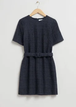 Cheap Tweed Minikjole Med Baelte Kvinder Kjoler
