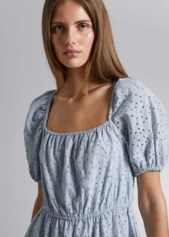 Online Voluminos Broderie Anglaise Mini Kjole Kvinder Kjoler