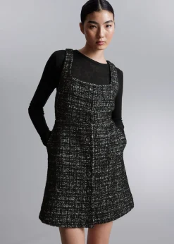 Clearance Aermelos Tweed Minikjole Kvinder Sæt Og Dragter