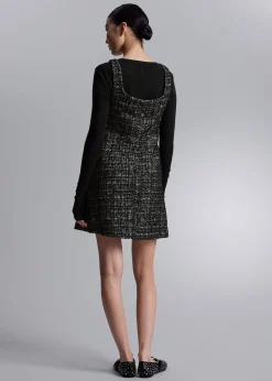 Clearance Aermelos Tweed Minikjole Kvinder Sæt Og Dragter