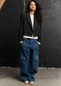 Online Afslappet Jersey Top Kvinder Denim