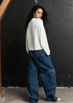 Online Afslappet Jersey Top Kvinder Denim