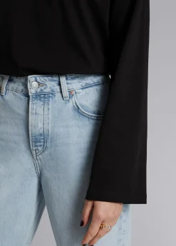 Best Sale Afslappet Jersey Top Kvinder Denim