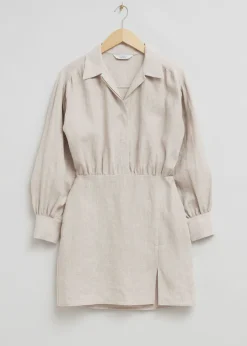 New Afslappet Linned Voluminos Bodice Kjole Kvinder Kjoler