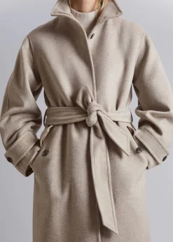 New Afslappet Uldfrakke Med Baelte Kvinder Frakker & Jakker