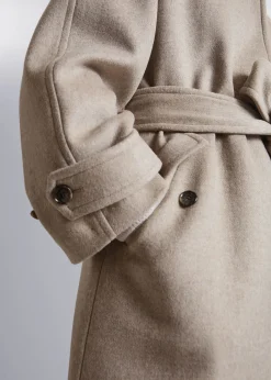 New Afslappet Uldfrakke Med Baelte Kvinder Frakker & Jakker