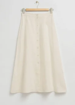 Online A-Line Midi-Nederdel Med Knapper Kvinder Nederdele