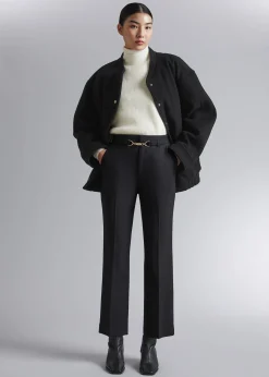 New Baeltede Hojtaljede Cropped Bukser Kvinder Bukser