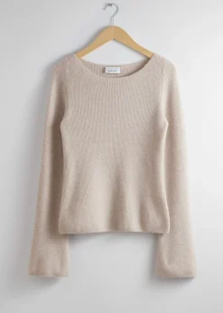 Store Bell Sleeve Cashmere Jumper Kvinder Kashmir