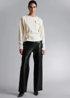 New Blomsterapplique Top Kvinder Toppe