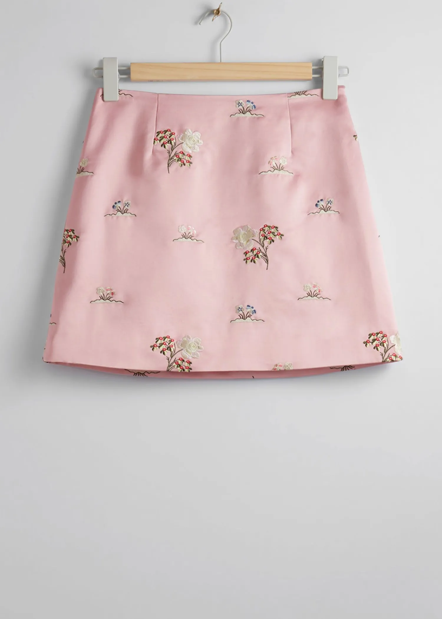 Shop Blomsterbroderi Satin Mininederdel Kvinder Sæt Og Dragter