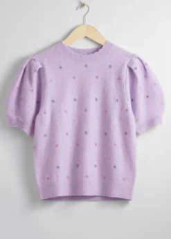 Best Sale Blomster-Udsmykket Strik Top Kvinder Strik