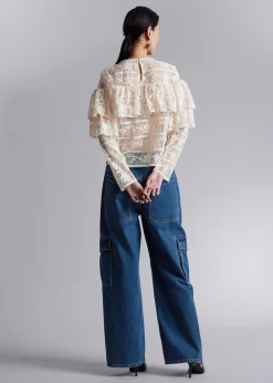 Fashion Blousebluse Med Flaesekant Kvinder Bluser Og Skjorter