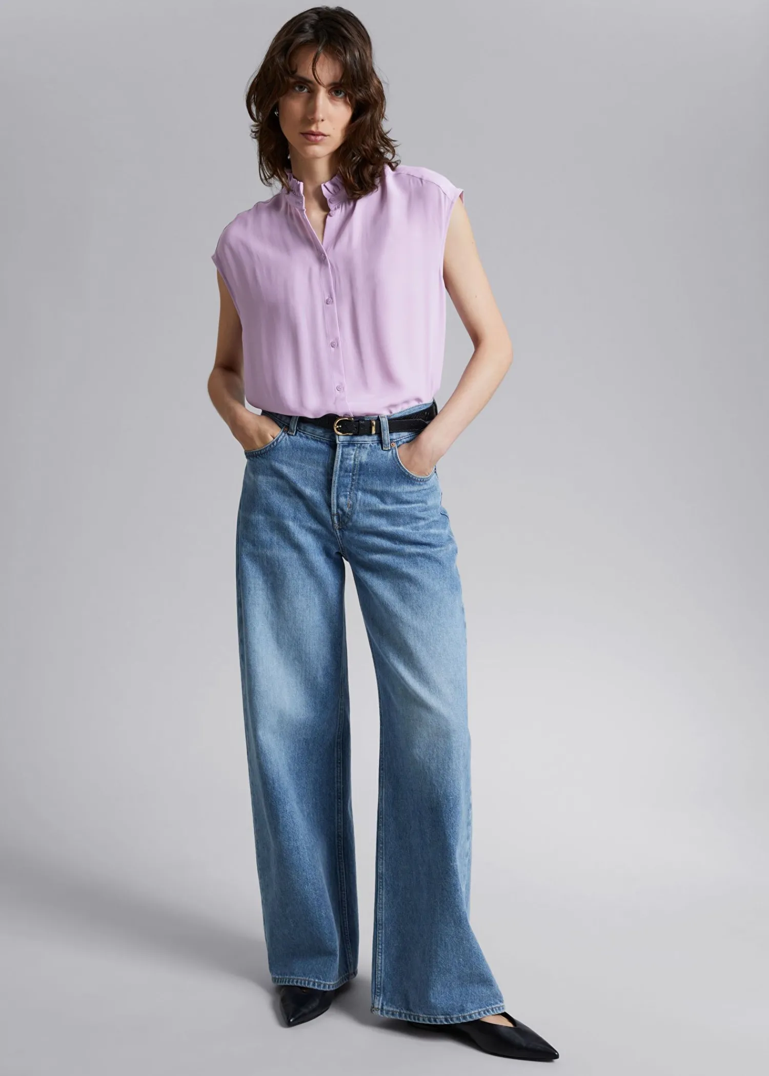 Discount Bluse Med Flaeserkrave Kvinder Bluser Og Skjorter