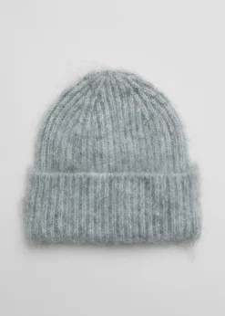 Cheap Borstet Mohair-Blend Beanie Kvinder Matchende Sæt