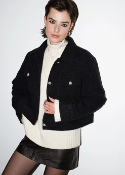 Discount Boucle-Jakke Med Knapper Kvinder Frakker & Jakker