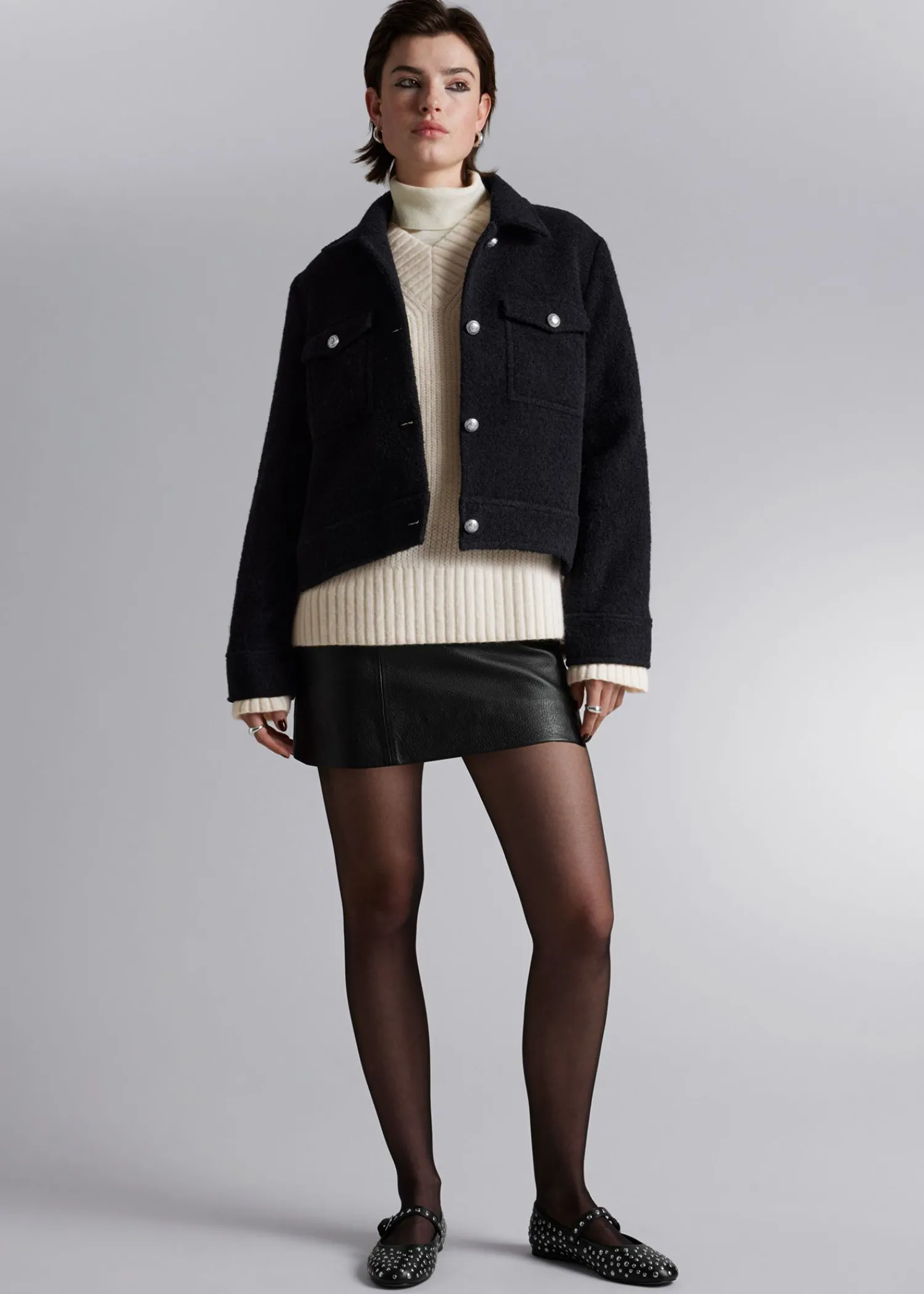 Discount Boucle-Jakke Med Knapper Kvinder Frakker & Jakker