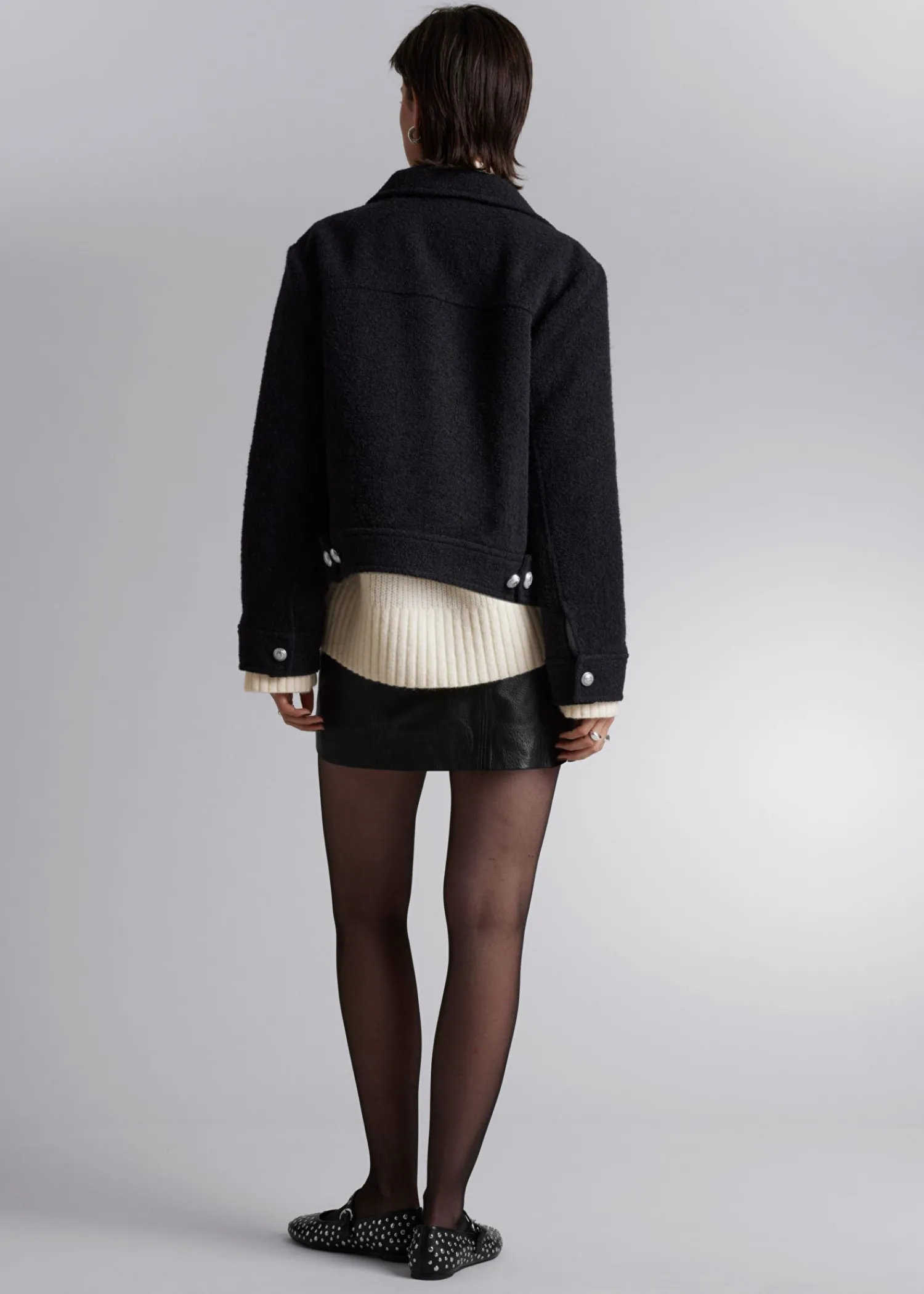 Discount Boucle-Jakke Med Knapper Kvinder Frakker & Jakker