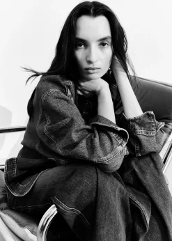 Outlet Boxy Denimjakke Kvinder Denim