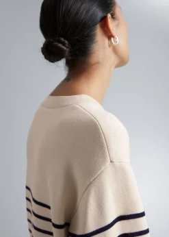 Discount Boxy Nautisk Stribet Sweater Kvinder Strik