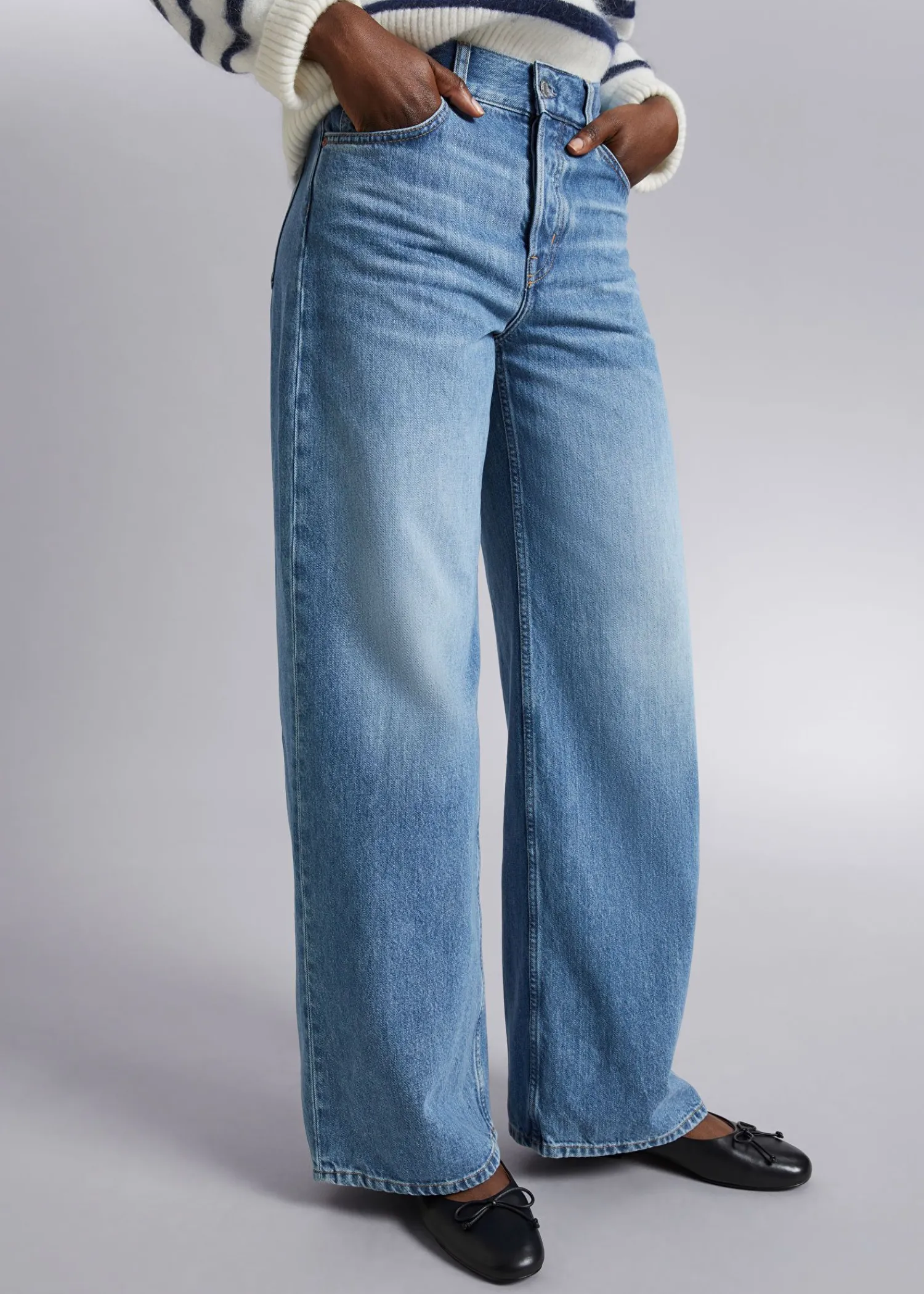 New Brede Jeans Med Lav Talje Kvinder Jeans