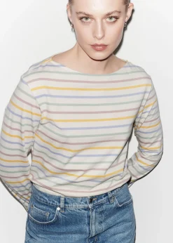 Hot Breton Stribet Top Kvinder Denim