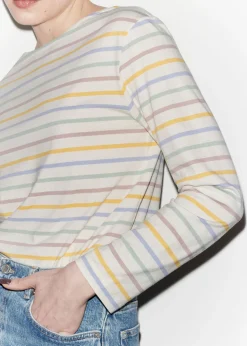 Hot Breton Stribet Top Kvinder Denim