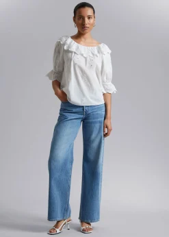 Outlet Broderet Bluse Kvinder Bluser Og Skjorter