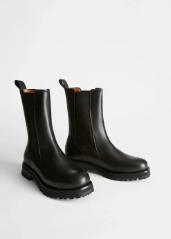 Cheap Chunky Chelsea-Støvler I Laeder Kvinder Støvler