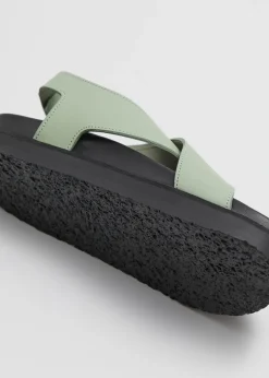 Outlet Criss-Cross Laedersandaler Kvinder Flade Sandaler