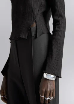 New Cropped Asymmetrisk Frilled Top Kvinder Toppe