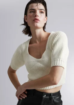 Fashion Cropped Sweetheart Bustier Knit Top Kvinder Toppe