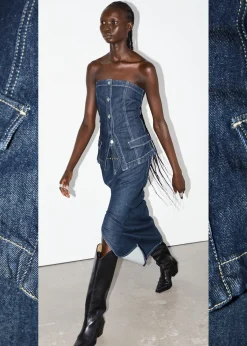 Best Denim Tube Top Kvinder Denim